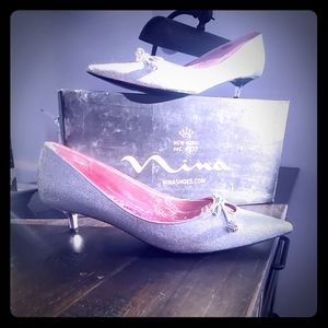 Nina Silver Sparkle Kitten Heels